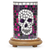 Skull Mosaic Simmering Light with Wood Grain Base