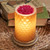 Beige Beaded Simmering Light with Wood Grain Base