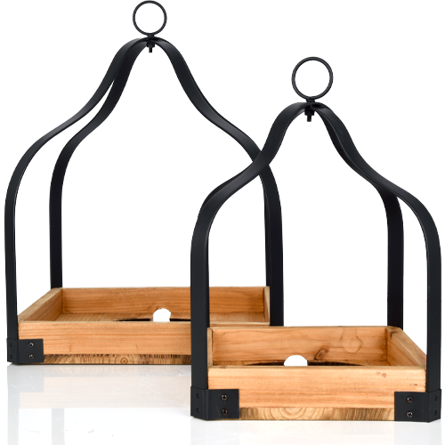 Metal Wooden Lantern Set Accent Shade - Pink Zebra Home