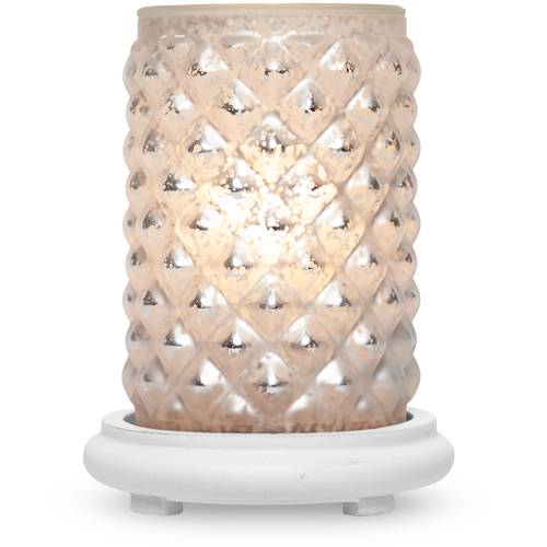 Iced White Diamond Simmering Light with Antique White Base - Pink