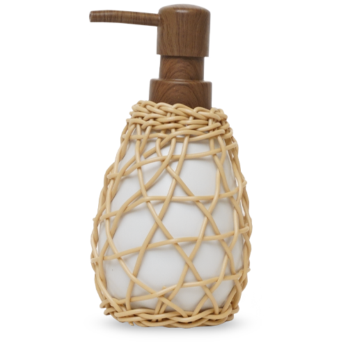 Rattan Wrap Soap Dispenser - Pink Zebra Home