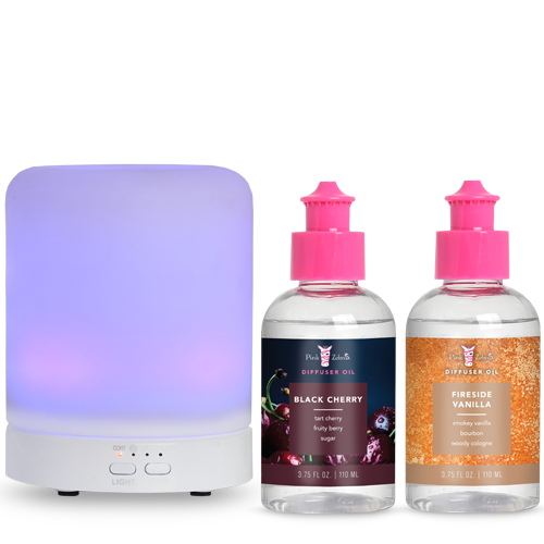 Fireside Charm Mini Ultrasonic Diffuser Bundle - Pink Zebra Home