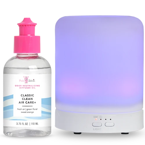 Classic Clean Air Care+ Mini Ultrasonic Diffuser Bundle - Pink Zebra Home