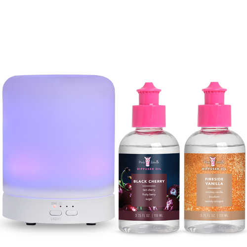 Fireside Charm Mini Ultrasonic Diffuser Bundle - Pink Zebra Home