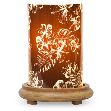 Island Nights Simmering Light with Wood Grain Base - Pink Zebra Home