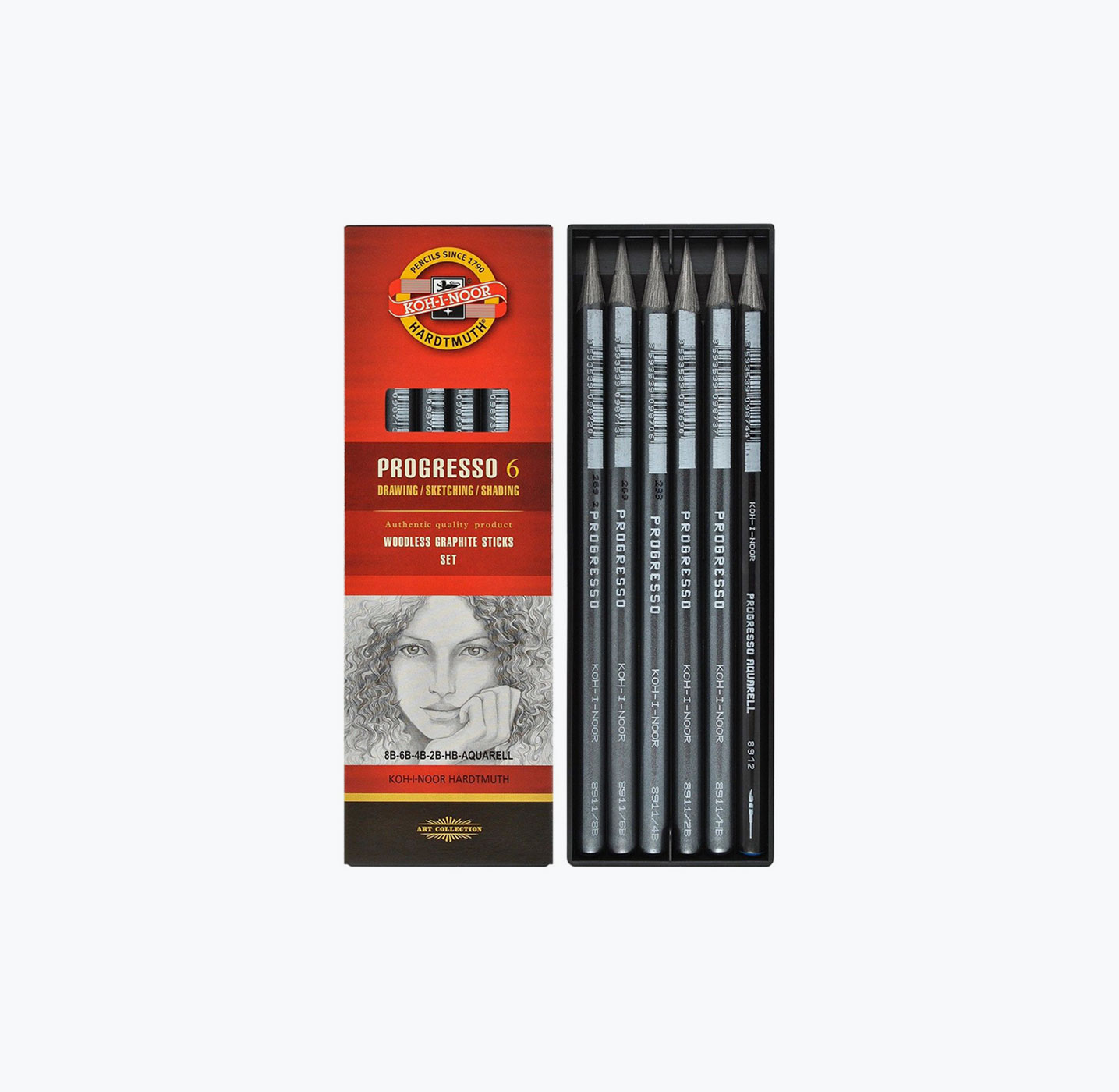 PROGRESSO Woodless Graphite Stick Pencil HB 2B 4B 6B 8B KOH-I-NOOR 8911