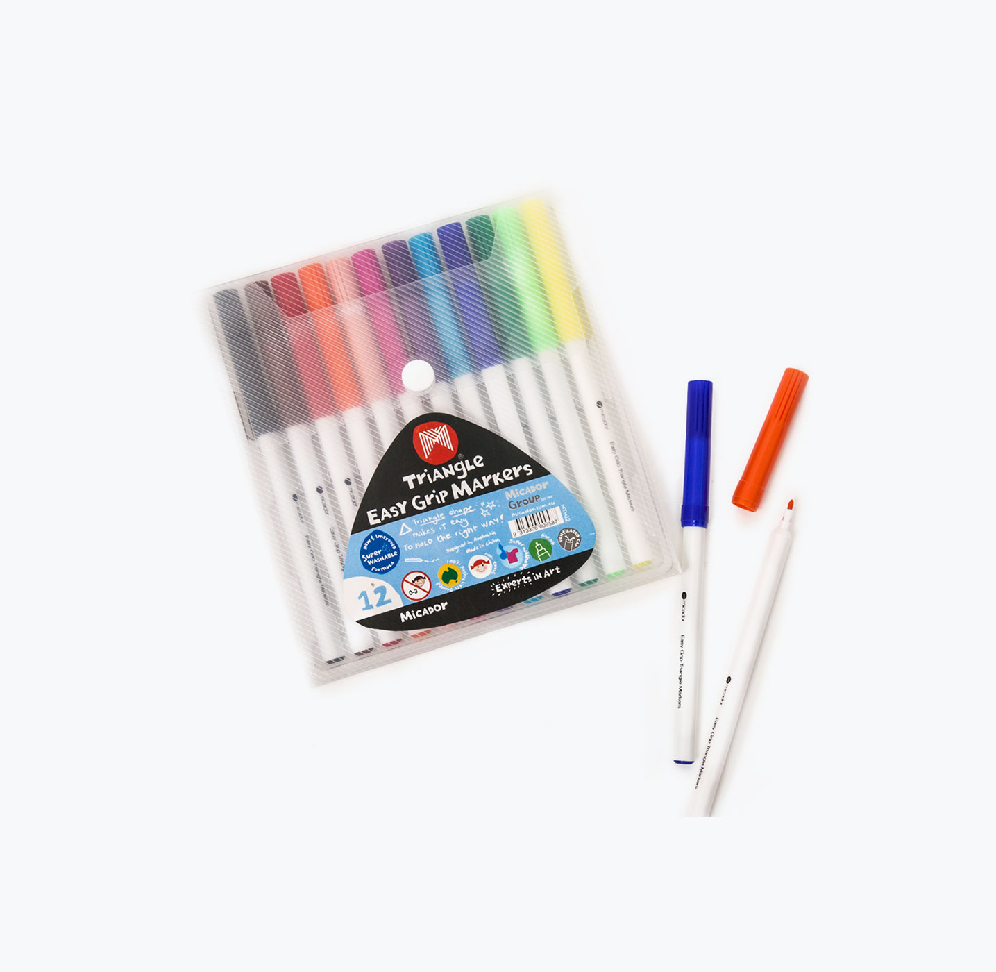 Micador Triangle Easy Grip Markers, Pack 12 