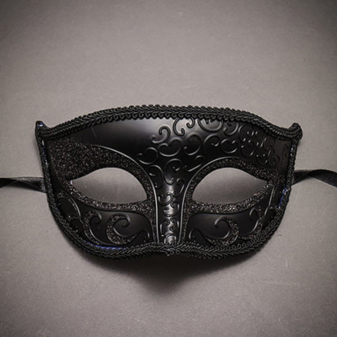Bauta Full Face White Venetian Party Mask Masquerade - Black