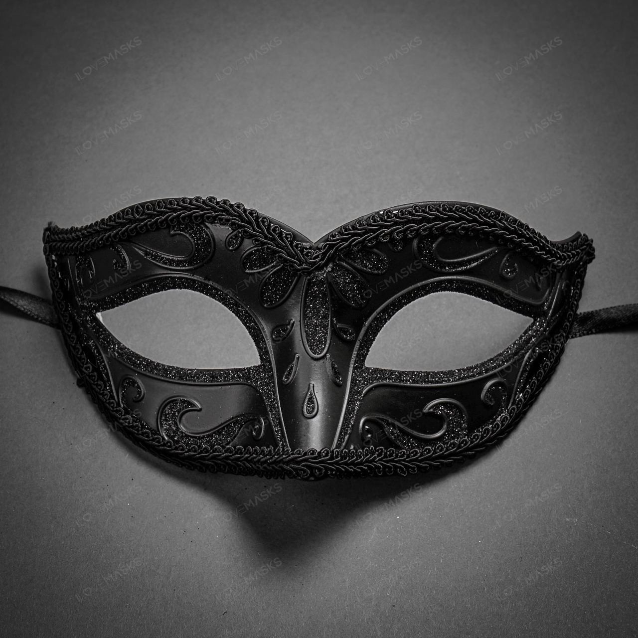 Glitter Venetian Masquerade Mask-Black