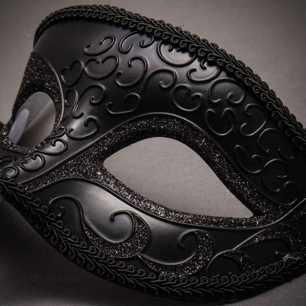 Classic Glitter Venetian Masquerade Mask- Black