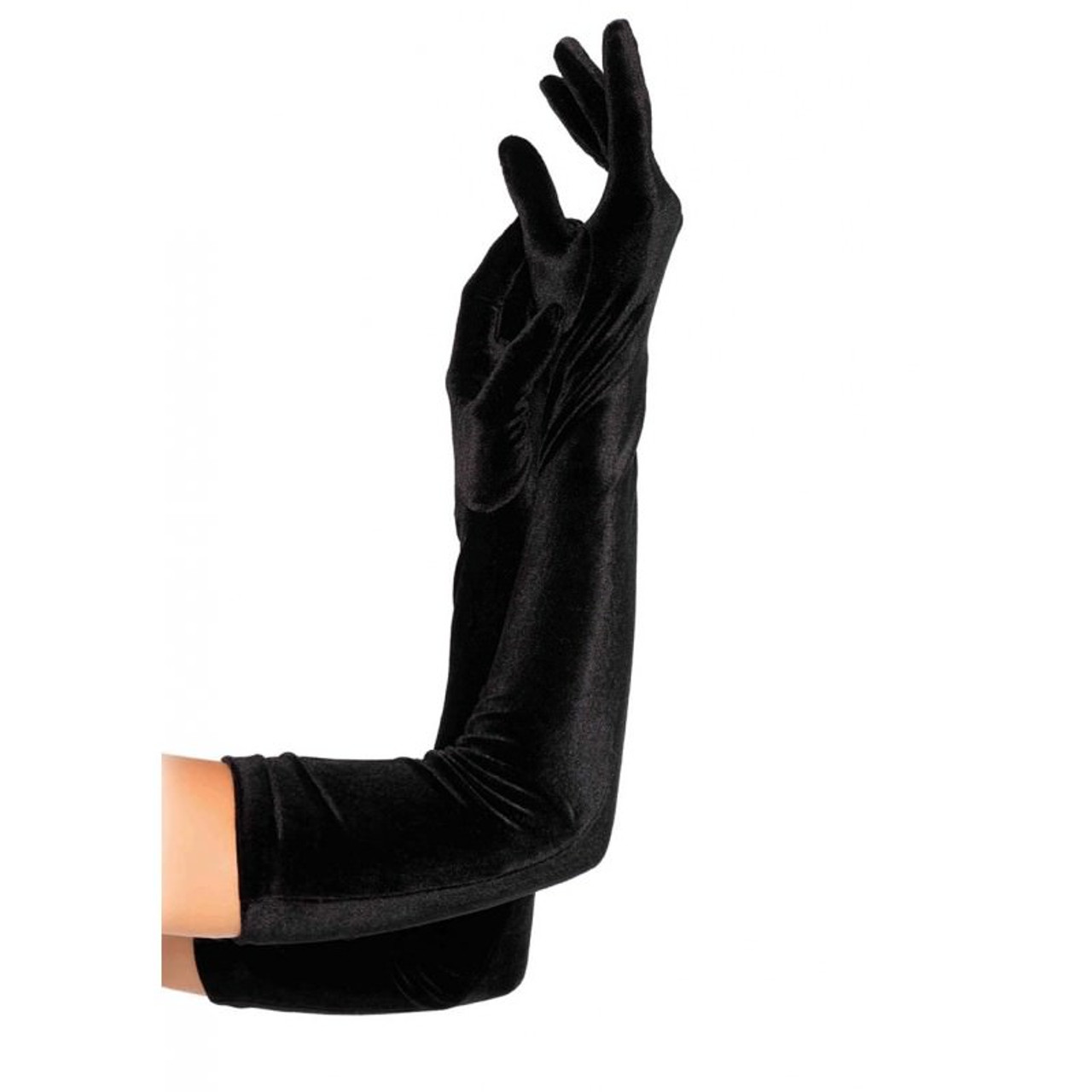 VELVET OPERA LENGTH GLOVES - Black