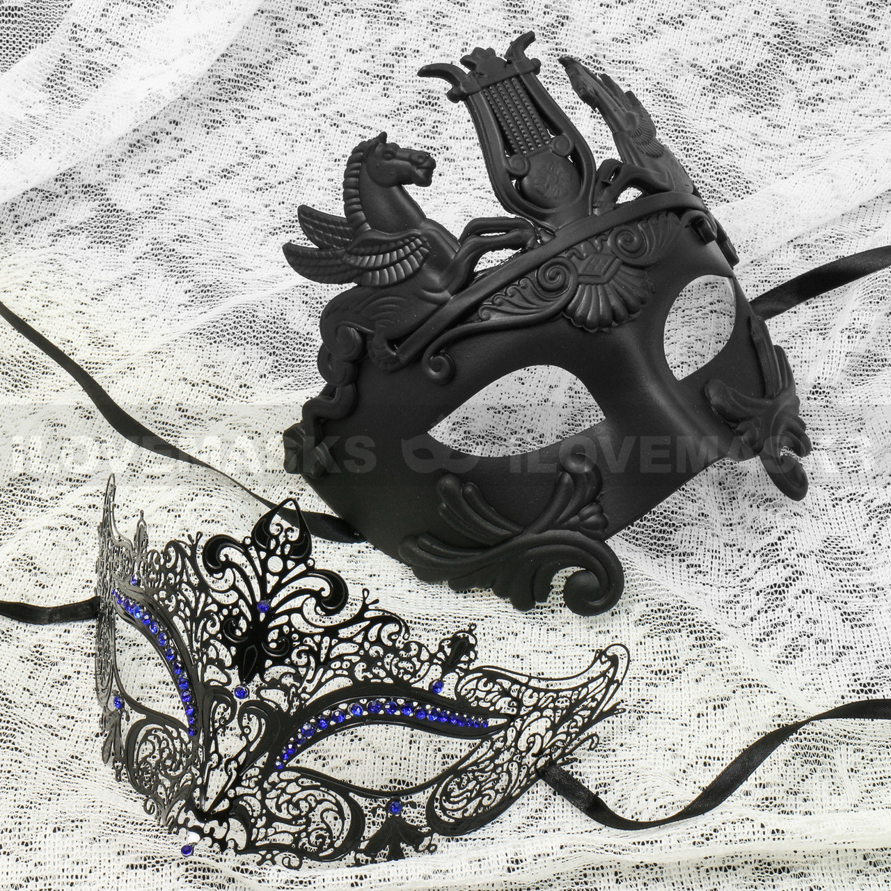 blue and black masquerade masks