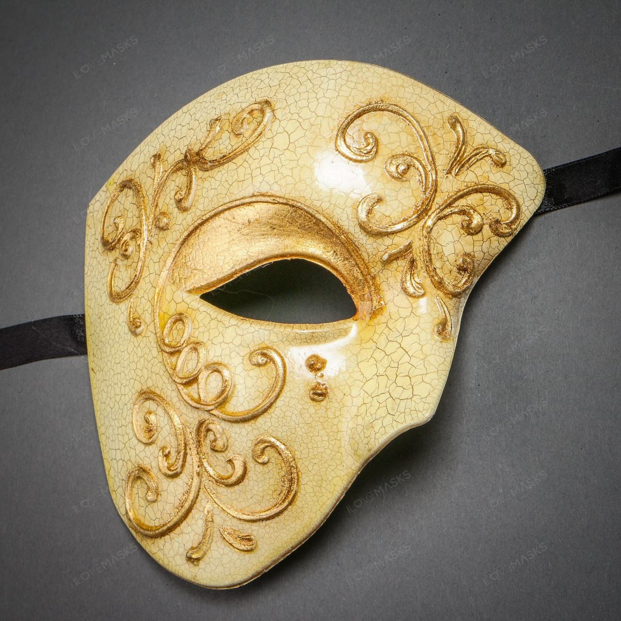 Phantom Of Opera Design Venetian Masquerade Party Mask Gold