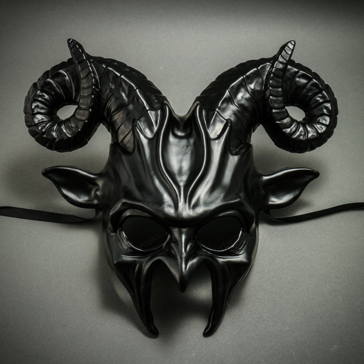 Animal Krampus Ram Horns Demon Devil Mask Costume - Black