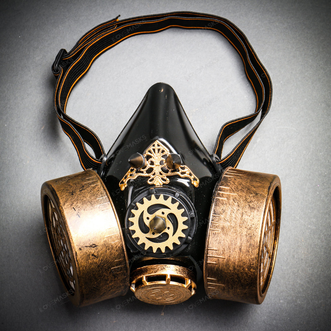 Half Face Steampunk Gas Mask - Black Gold