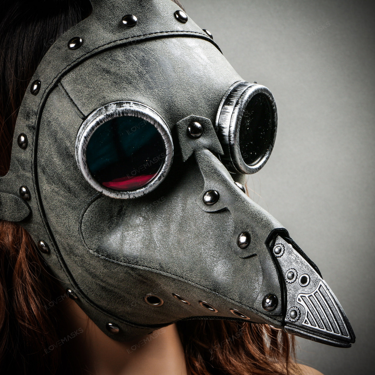 Steampunk Full Face Plague Doctor Mask Grey 2119