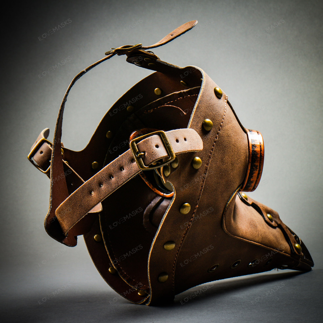 Steampunk Full Face Plague Doctor Mask - Brown