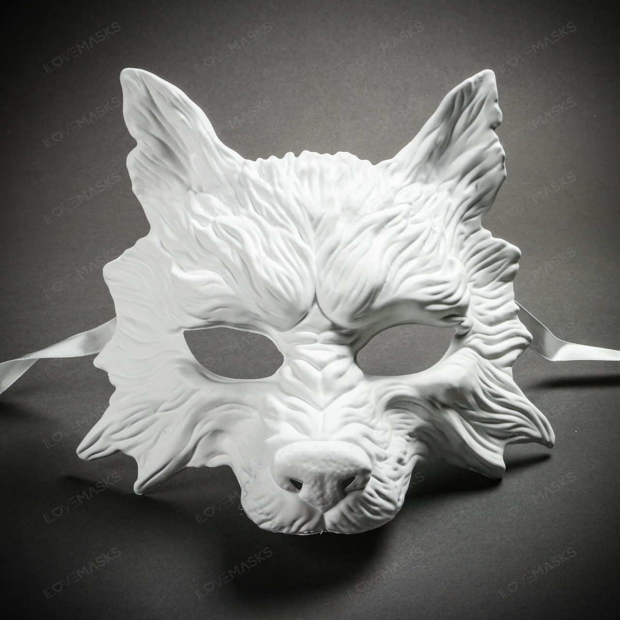 Wild Wolf Animal Full Face Masquerade Mask - White