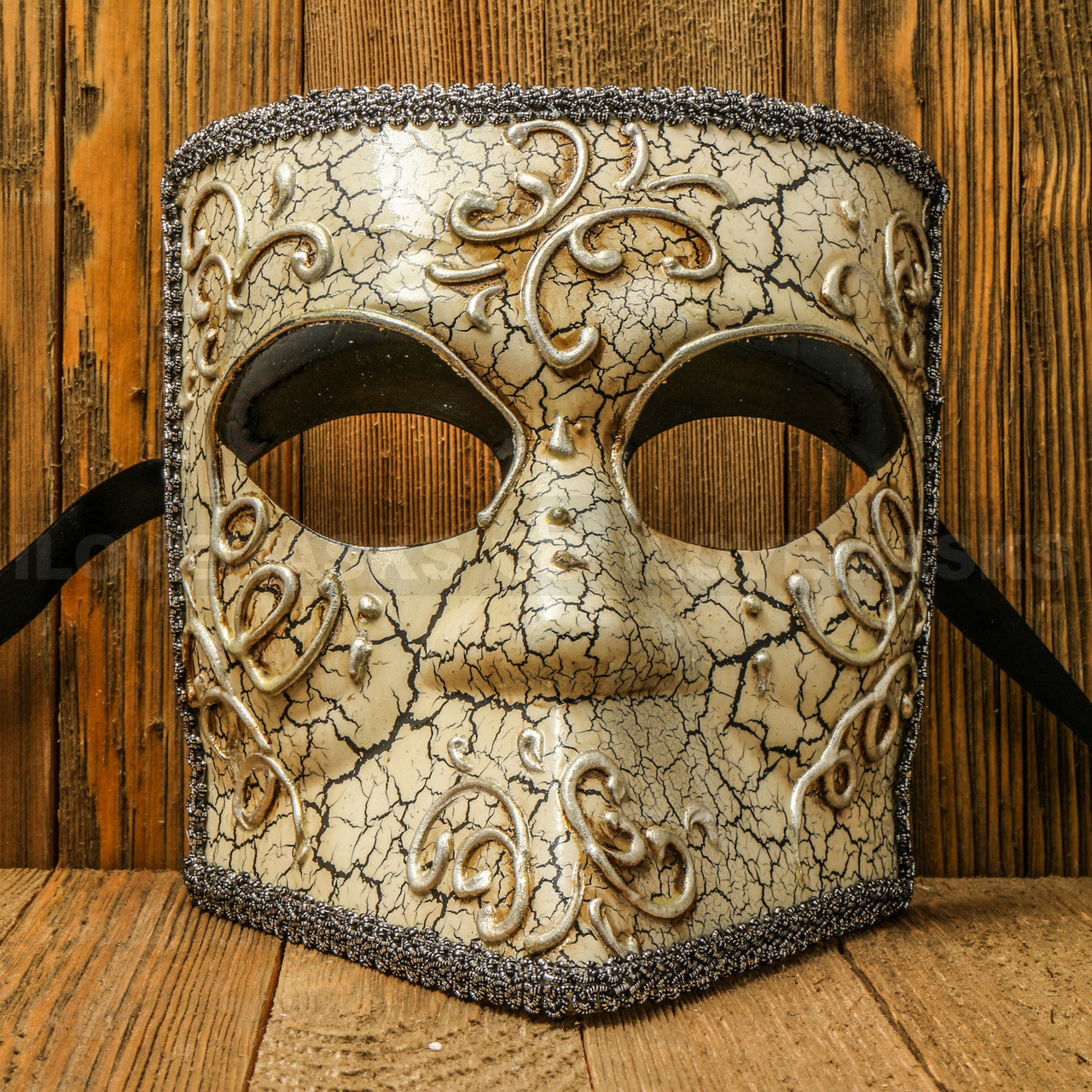 ベネチアンマスク Bauta Ducale Black Venetian Total Black | Papier