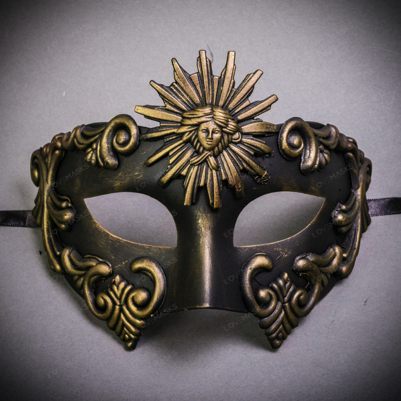 Warrior Roman Greek Sun Venetian Masquerade Mask - Gold Black