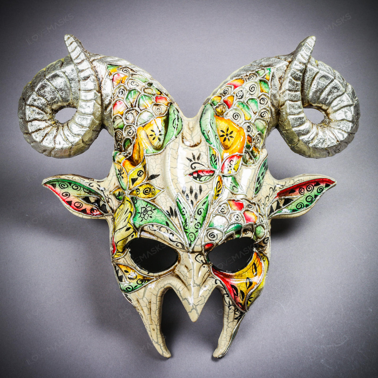 Krampus Ram Demon with Horns Venetian Devil Halloween Mask - Gold