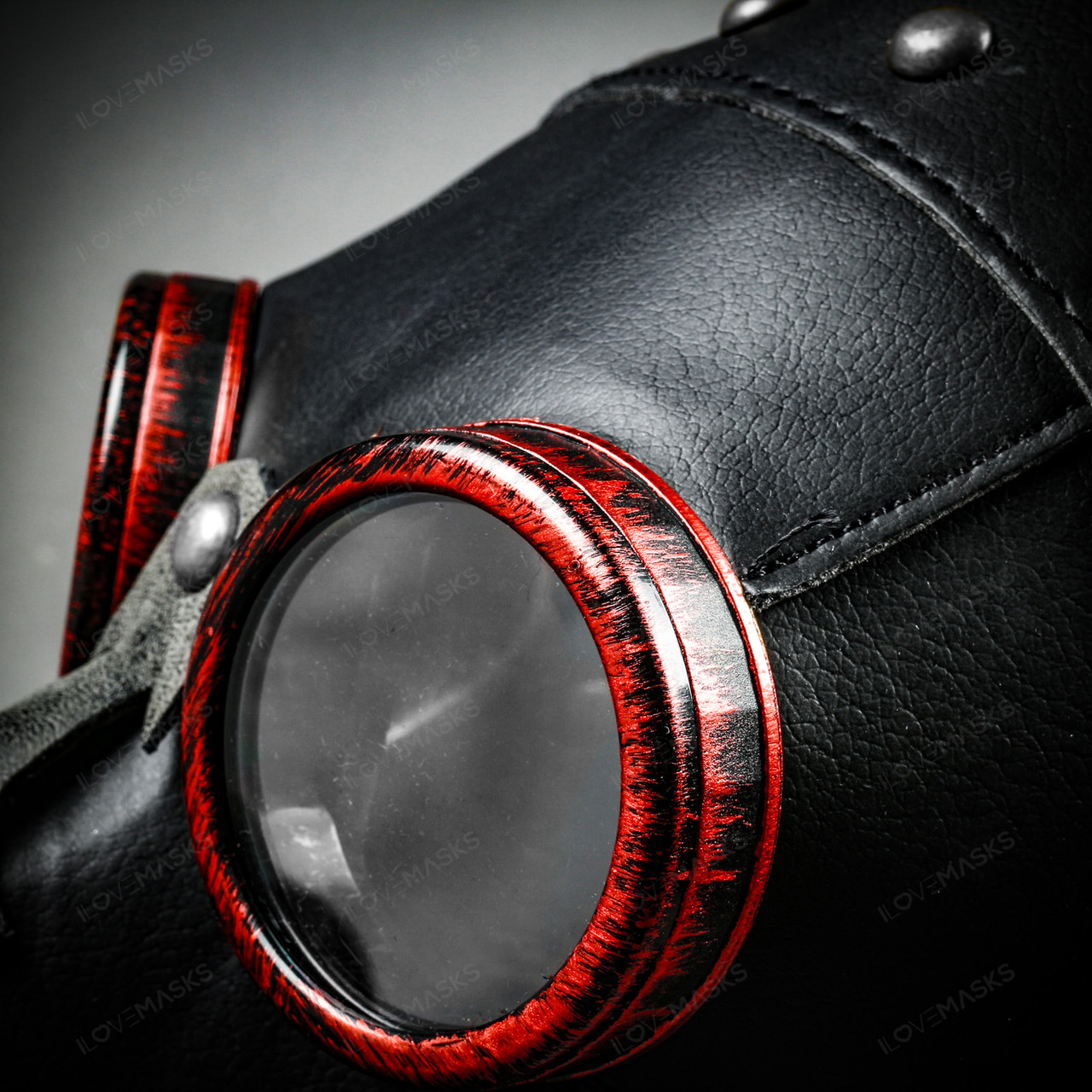 Steampunk Plague Doctor with Goggle Short Bird Beak Mask - Black Red ...