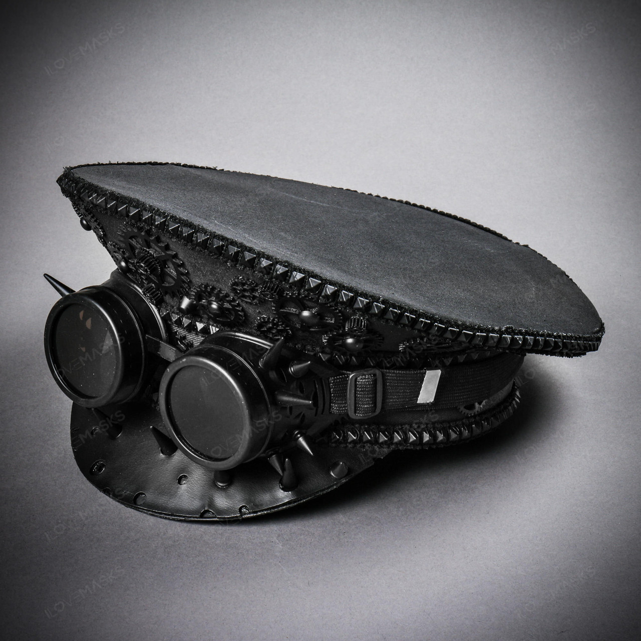 Steampunk Burning Man Spike Black Goggles Captain Hat 