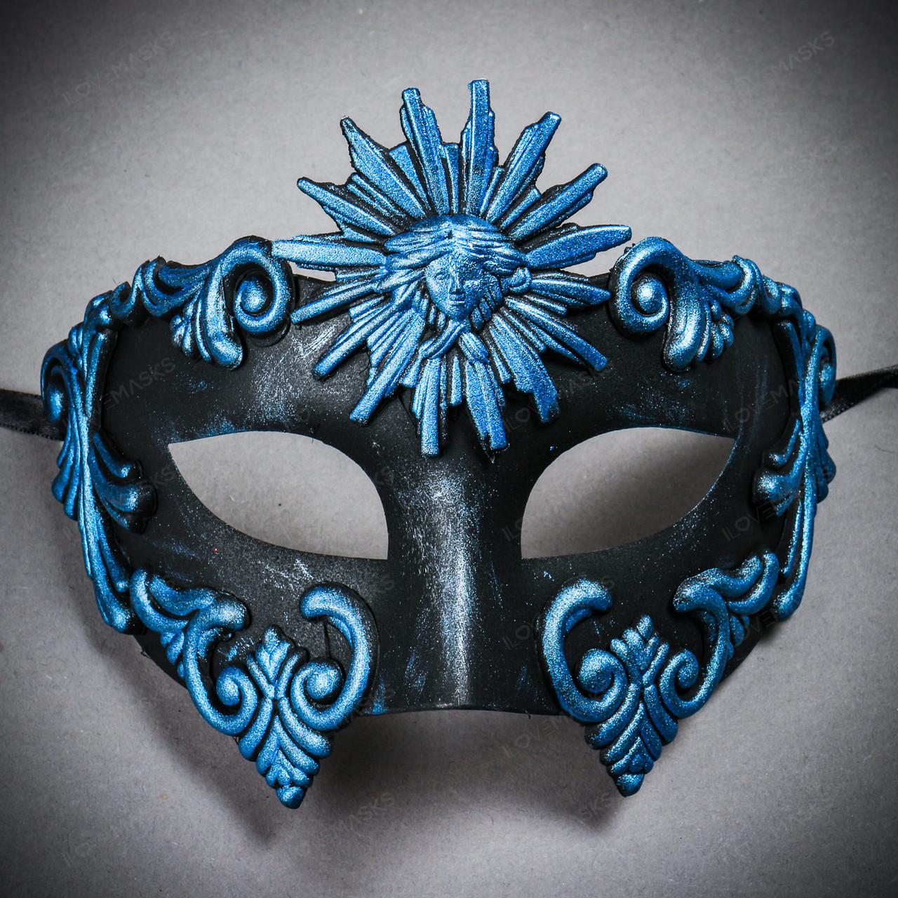 Warrior Roman Greek Sun Venetian Masquerade Cracked Mask - Black Warrior Roman Greek Sun Venetian Masquerade Cracked Mask - Black