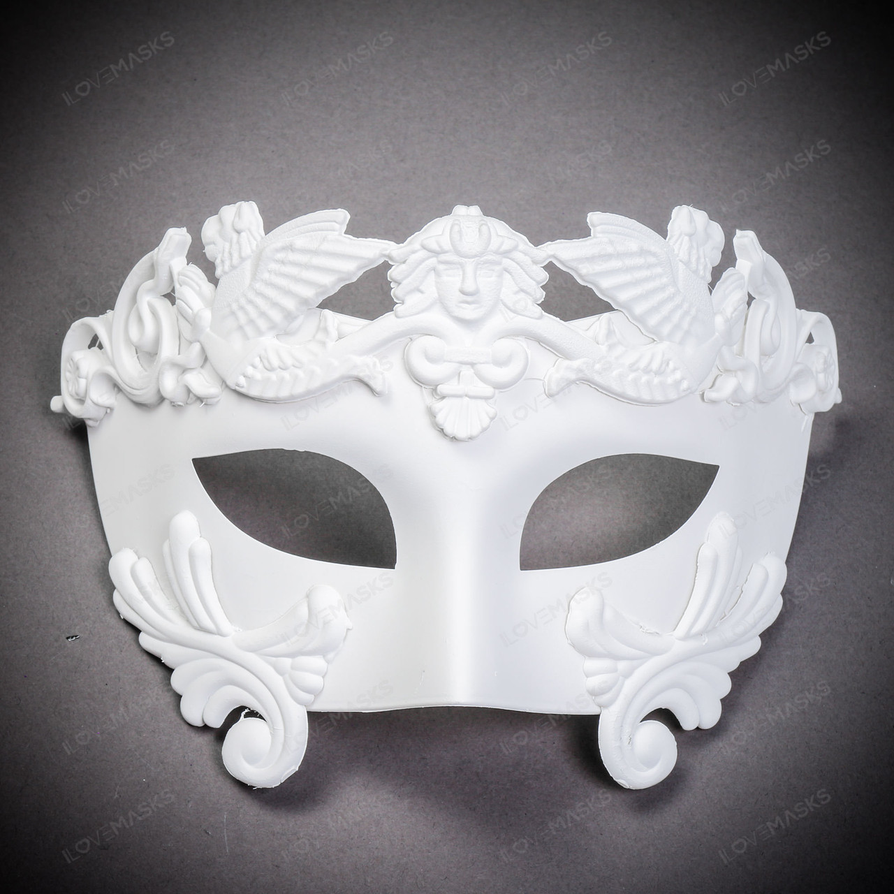 Ansøger bøf århundrede Roman Greek Emperor Masquerade Venetian Unpainted Mask - White -  ILOVEMASKS.COM