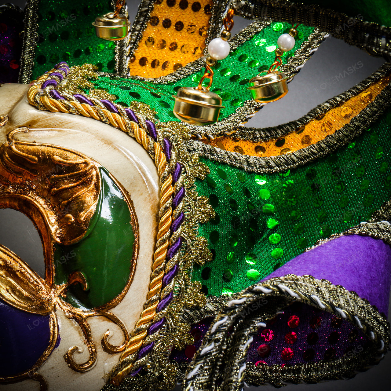 Venetian Skull Masquerade Masks In Gold Purple Argyle - Foto 7