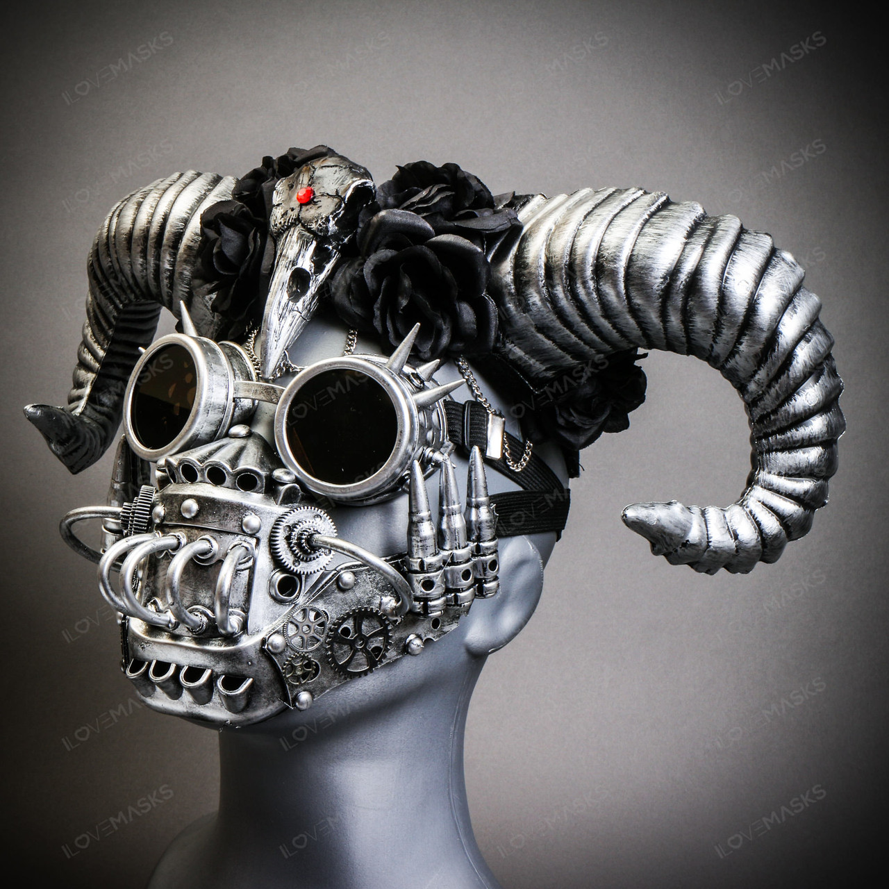 Ram Skull Horns Steampunk Costume Hat Headpiece Top Hat