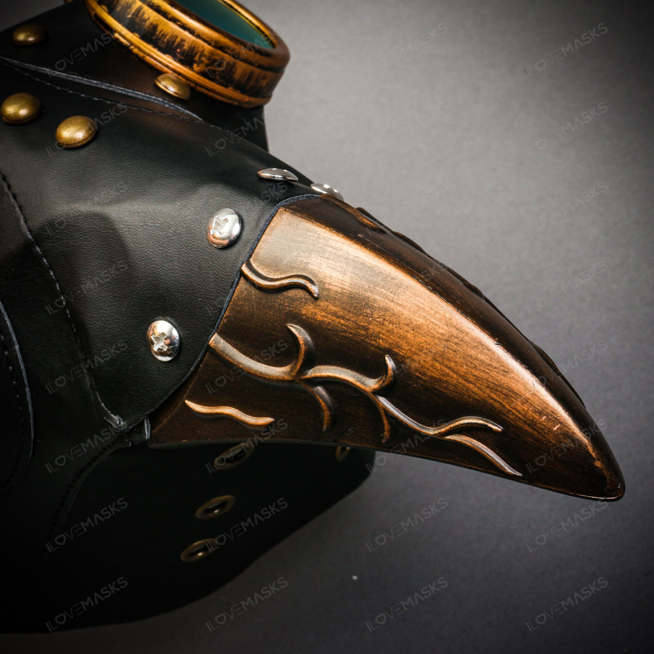 Steampunk Plague Doctor with Spike Goggle Curved Bird Beak Mask - Black ...