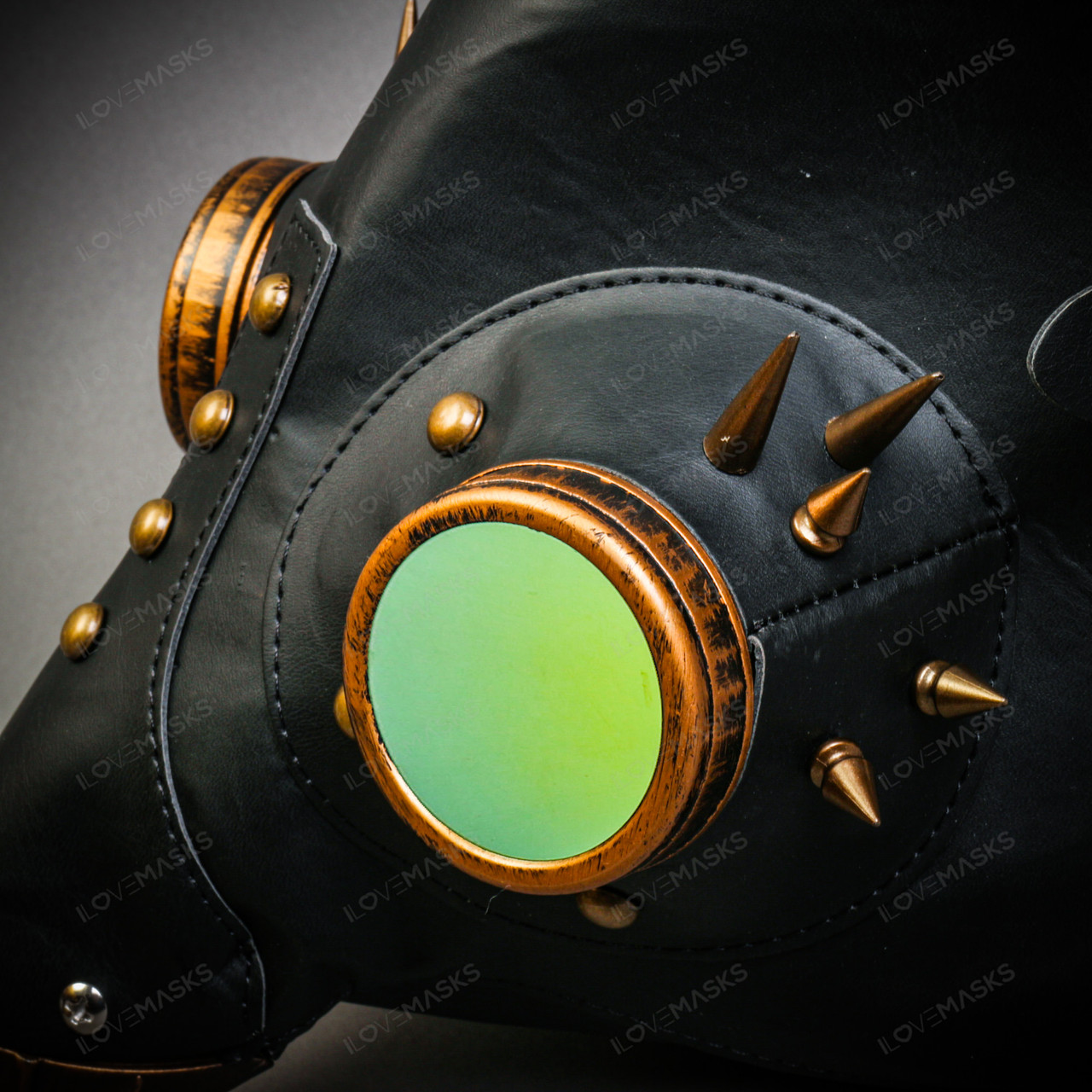 Steampunk Plague Doctor with Spike Goggle Curved Bird Beak Mask - Black ...