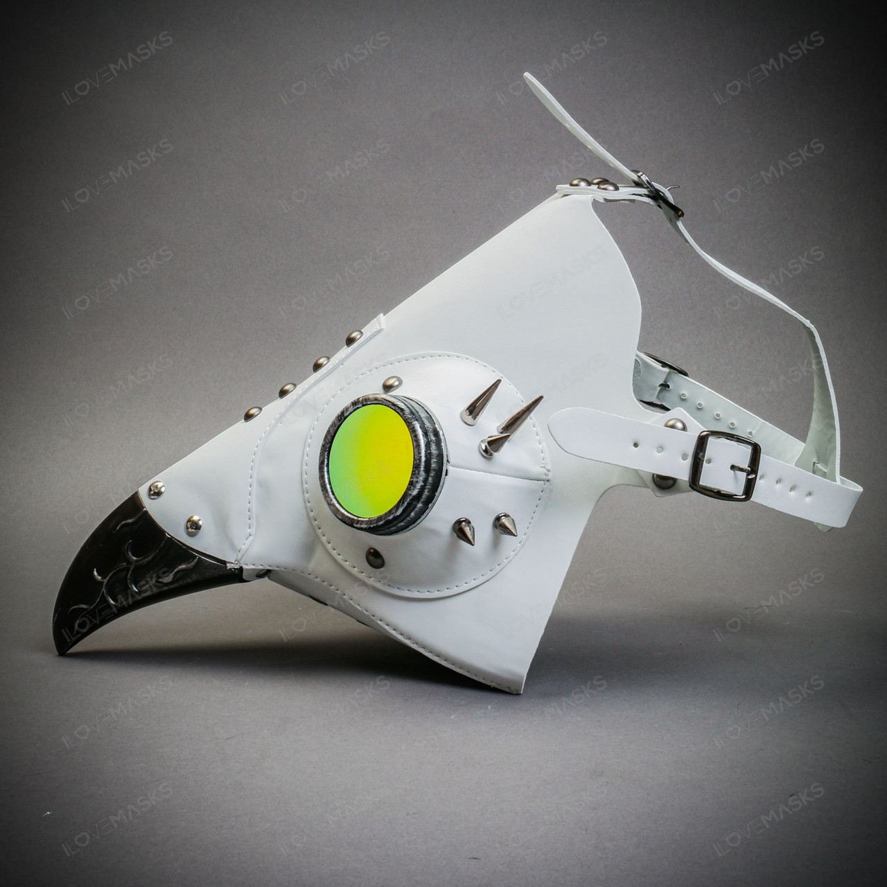 Steampunk Plague Doctor with Spike Goggle Curved Bird Beak Mask - Black ...