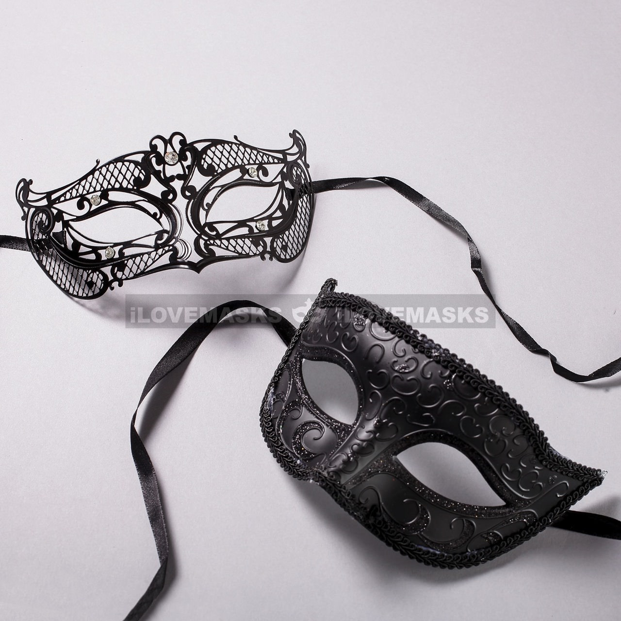 Black Classic Eyes Masquerade Mask and Black Laser