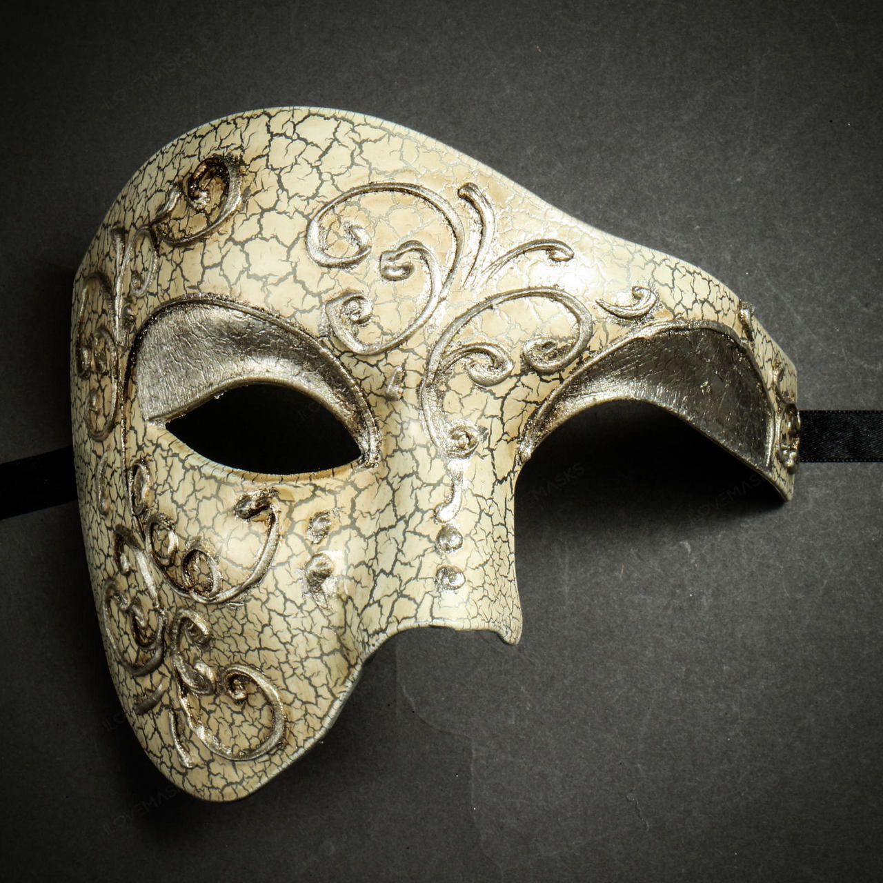 Phantom Venetian Masquerade Half Face Party Mask - Metal Silver