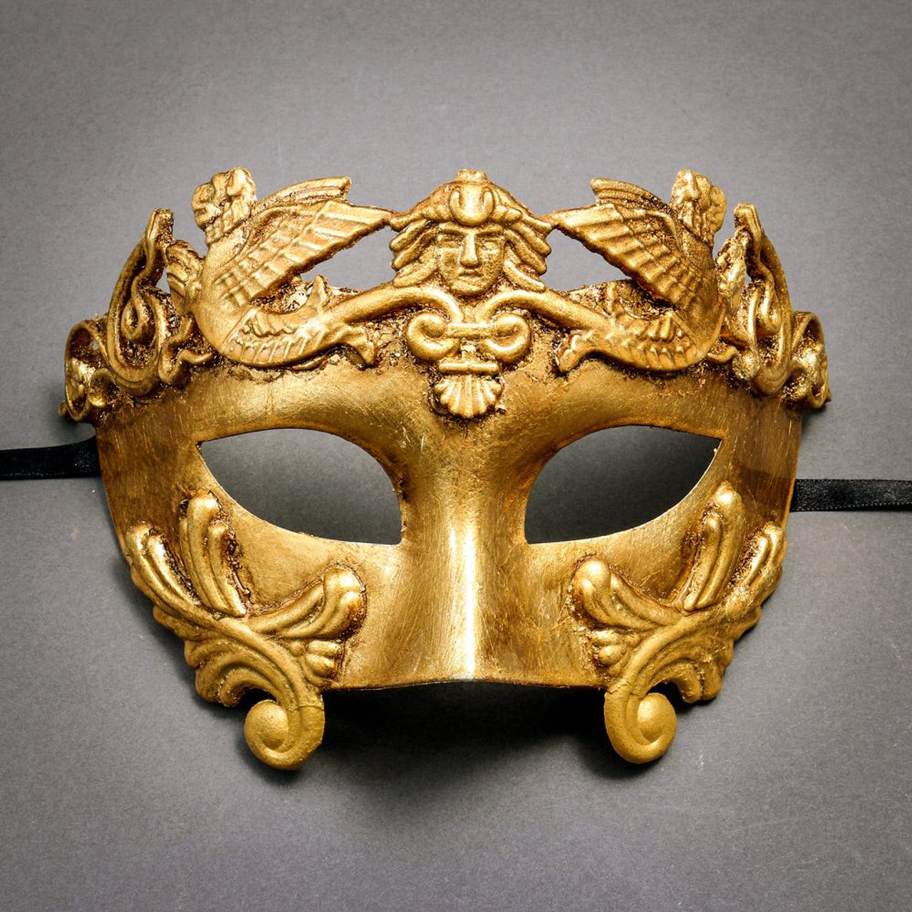 Roman Greek Emperor Warrior Masquerade Mask Metallic Gold