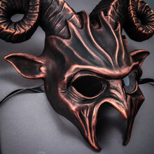 Krampus Ram Demon with Horns Devil Halloween Mask - Black Cropper