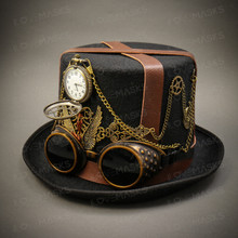 Steampunk Burning Man Top Hat - Black