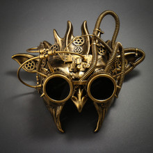 Steampunk Demon Devil Satan Masquerade Mask - Black Gold