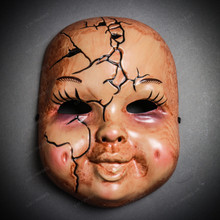 Halloween Scary Horns Devil Full Face Costume Mask - Evil Baby