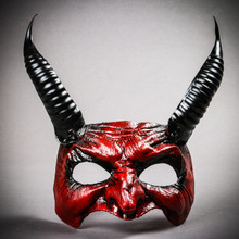 Goblin Devil Long Horn Eyes Mask - Blood Red