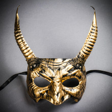 Goblin Devil Long Horn Eyes Mask - Black Gold