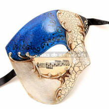 Half Face Musical Phantom of Opera Men Mask - Blue Silver - 2 Half Face Musical Phantom of Opera Men Mask - Blue Silver - 2