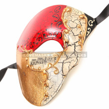 Half Face Musical Phantom of Opera Men Mask - Red Gold