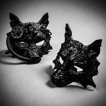 Wild Wolfs Steampunk Black Masquerade Couple Party Masks