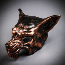Angry Metallic Wolf Masquerade Mask - Black Copper