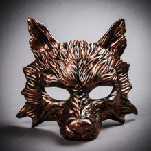Wild Wolf Animal Full Face Masquerade Mask - Black Copper