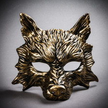 Wild Wolf Animal Full Face Masquerade Mask - Black Gold