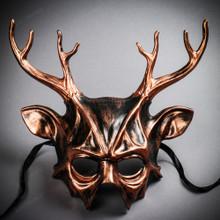 Antler Deer Horn Devil Halloween Masquerade Mask - Black Copper